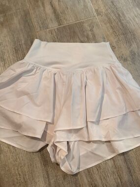 White Tiered Ruffle High-Waist Skort